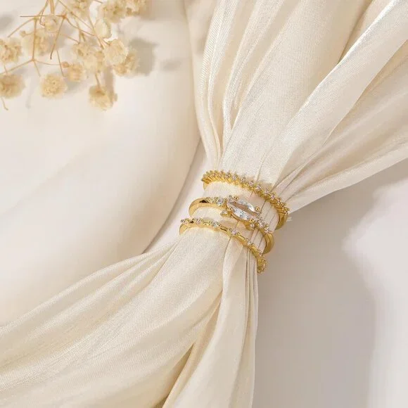 Gold Dainty Rings for Womem 14k Gold Plated Stackable Ring for Girls Size 6-11 C - Picture 8 of 8